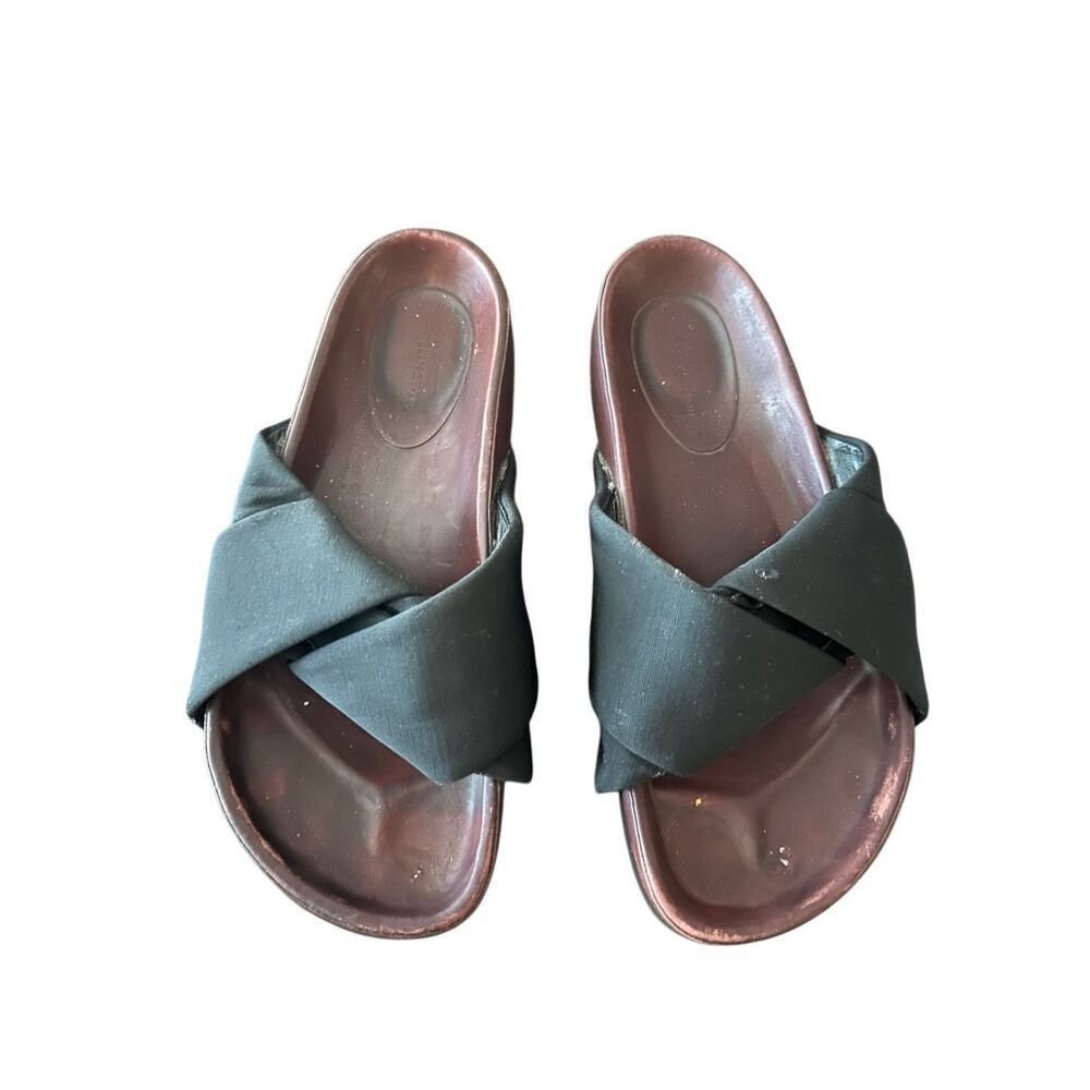 CELINE Black Neoprene Crossover Flat Slides EU 38,US 7.5